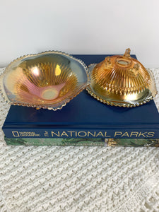 vintage home decor peach candy dish