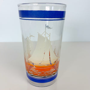 vintage home decor sail boat glassware