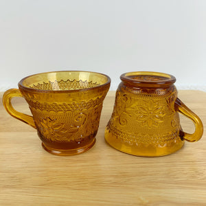6 Indiana Glass Company Amber Glass Tea Cups / Tiara Sandwich