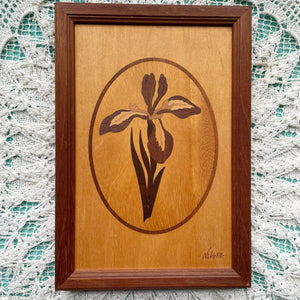 vintage home decor wooden iris