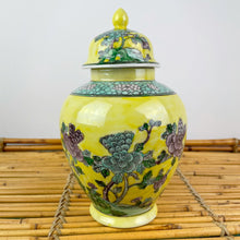 Load image into Gallery viewer, vintage home decor yellow floral ginger jar
